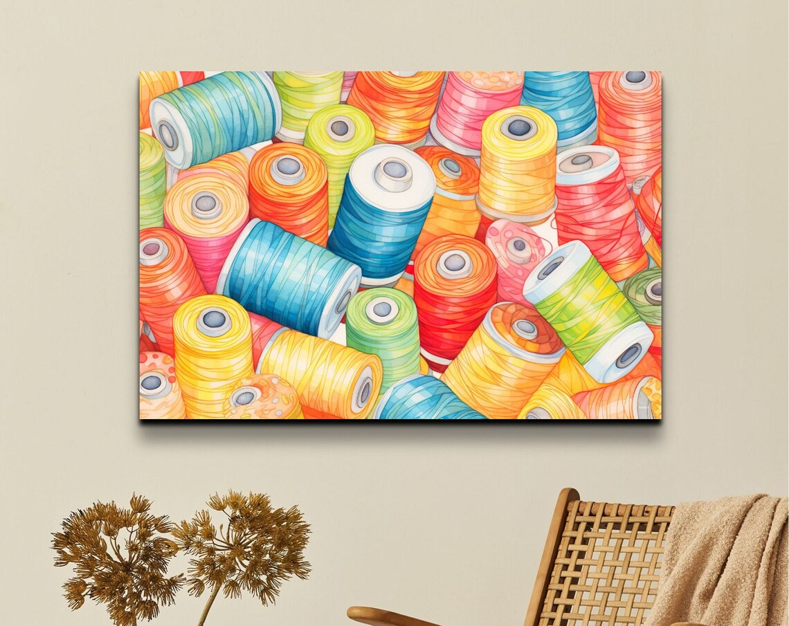 Thread And Sewing Colorful Minimalist Wall Print