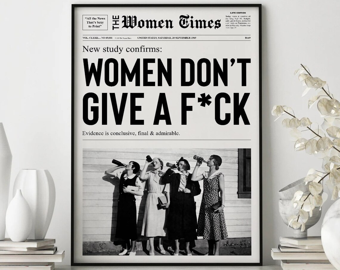 Women Times Newspaper Bold Quote Print Front Page Feminist Fun Statement