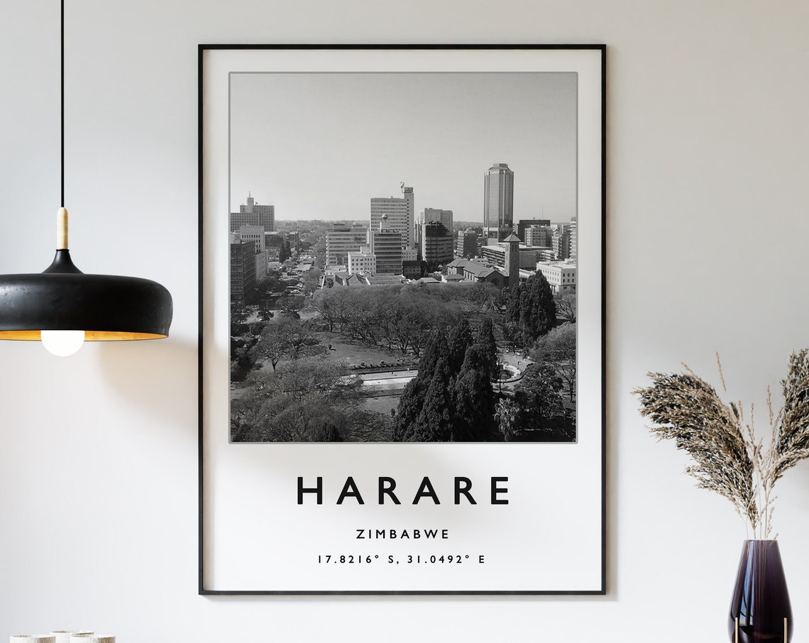 Harare Travel Print Harare Travel Poster African Travel Poster Zimbabwe Travel Art Print African Wall Art African Travel Print