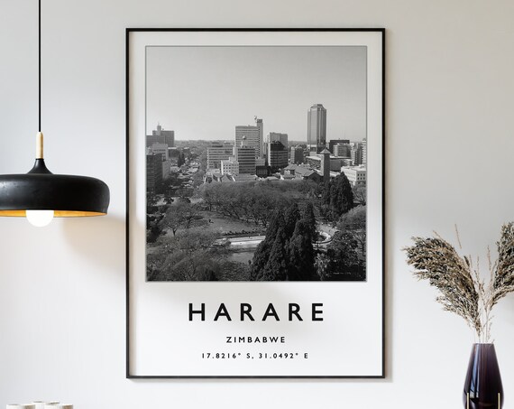 Harare Travel Print Harare Travel Poster African Travel Poster Zimbabwe Travel Art Print African Wall Art African Travel Print