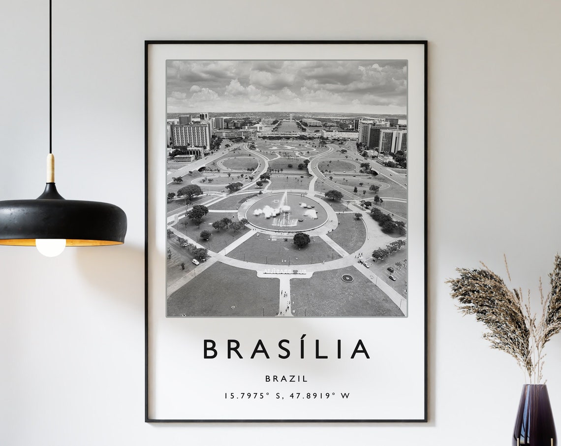 Brasilia Brazil Travel Print Brasilia Travel Poster Brazil Travel Print South America Travel Poster Travel Gift Black And White Print