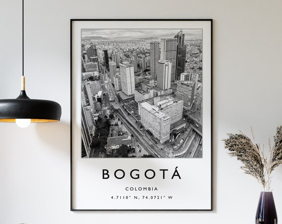 Bogota Colombia Travel Print Poster South America Gift Black And White