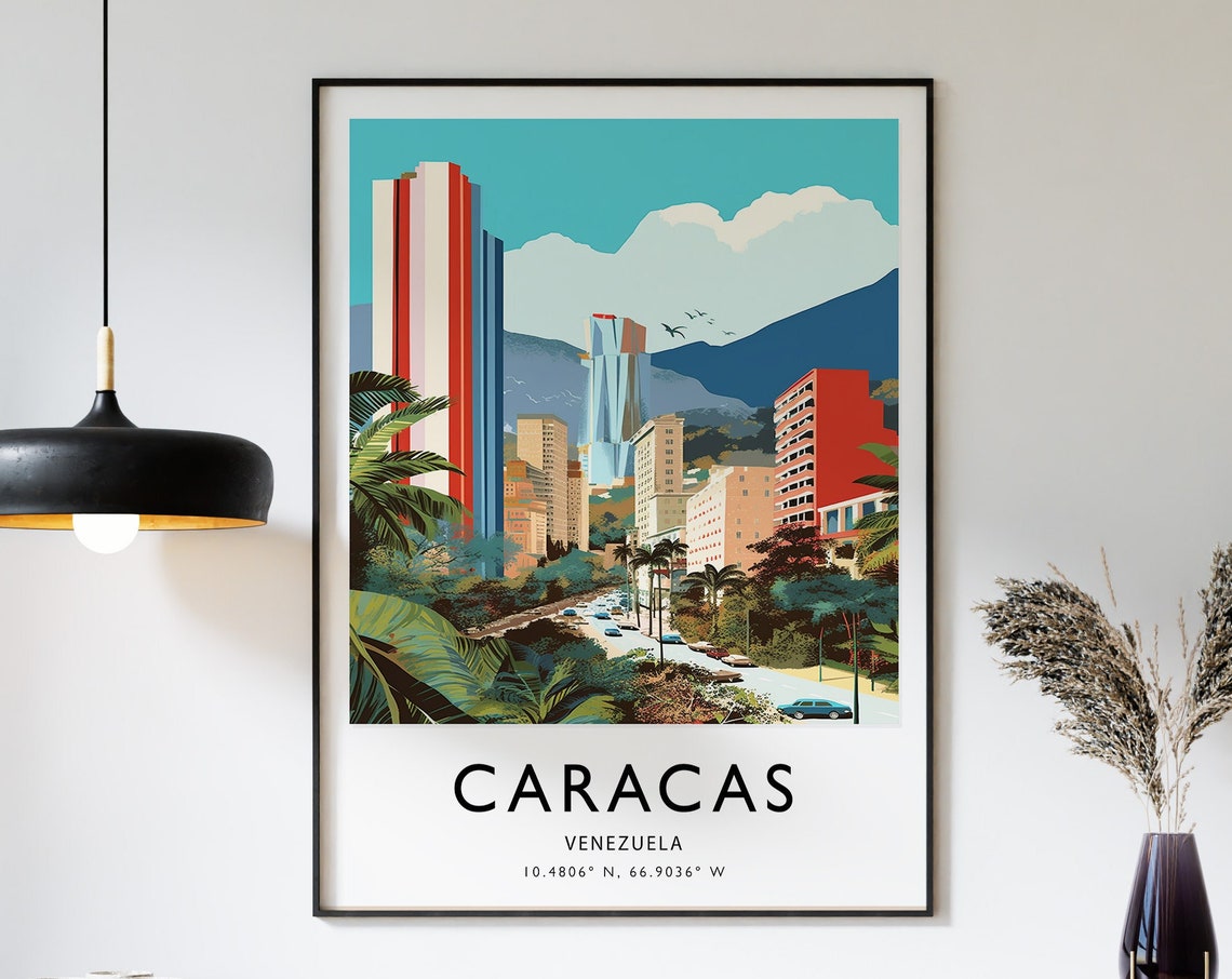 Caracas Travel Poster Venezuela Coast Travel Print Caracas Travel Art Travel Poster Colourful Travel Decor Travel Gift A1a2a3a4