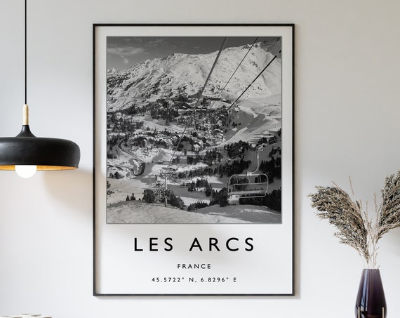 Les Arcs France Ski Travel Poster, Winter Sport Art