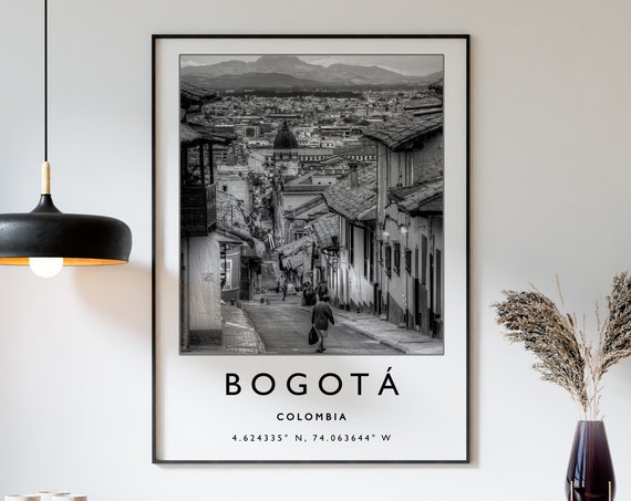 Bogota Colombia Travel Poster Black And White Cityscape Art
