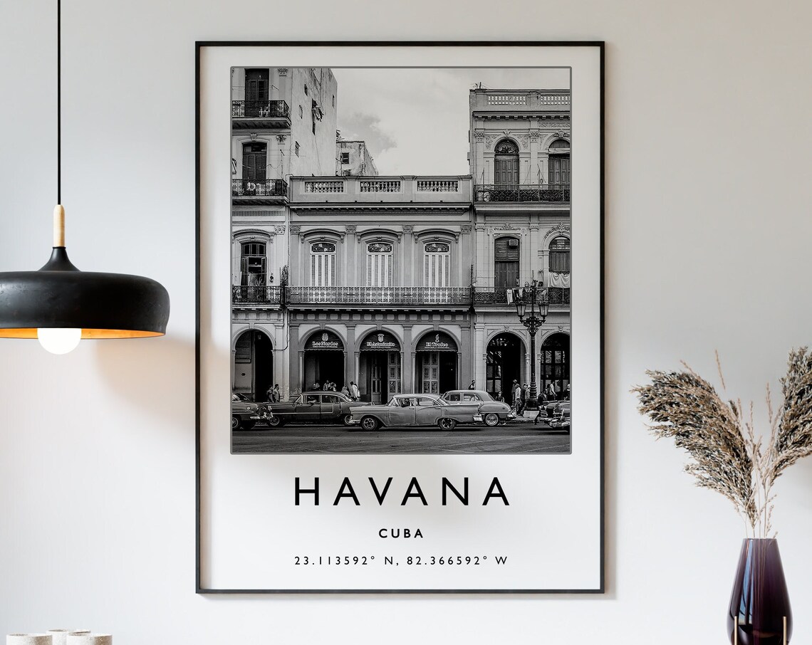 Havana Black And White Cityscape Art Print