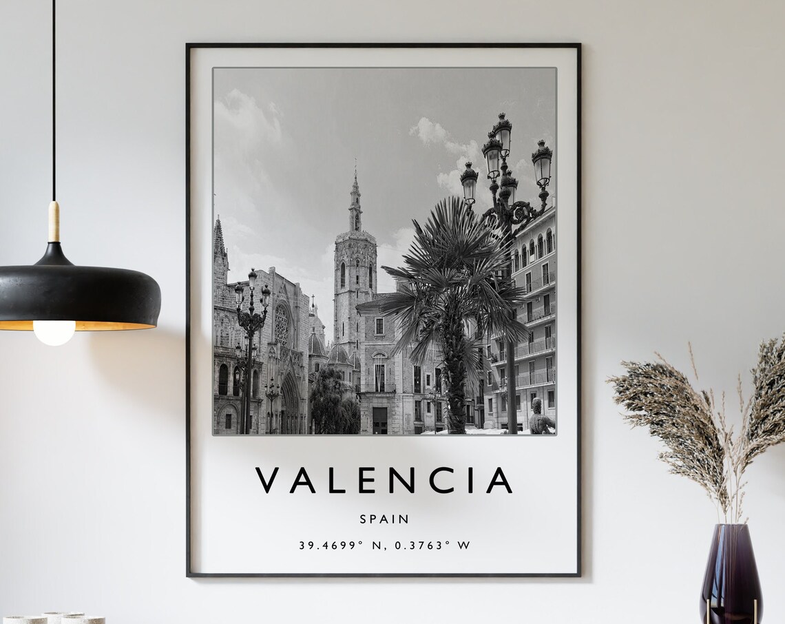 Valencia Travel Poster, Minimalist Spain Poster