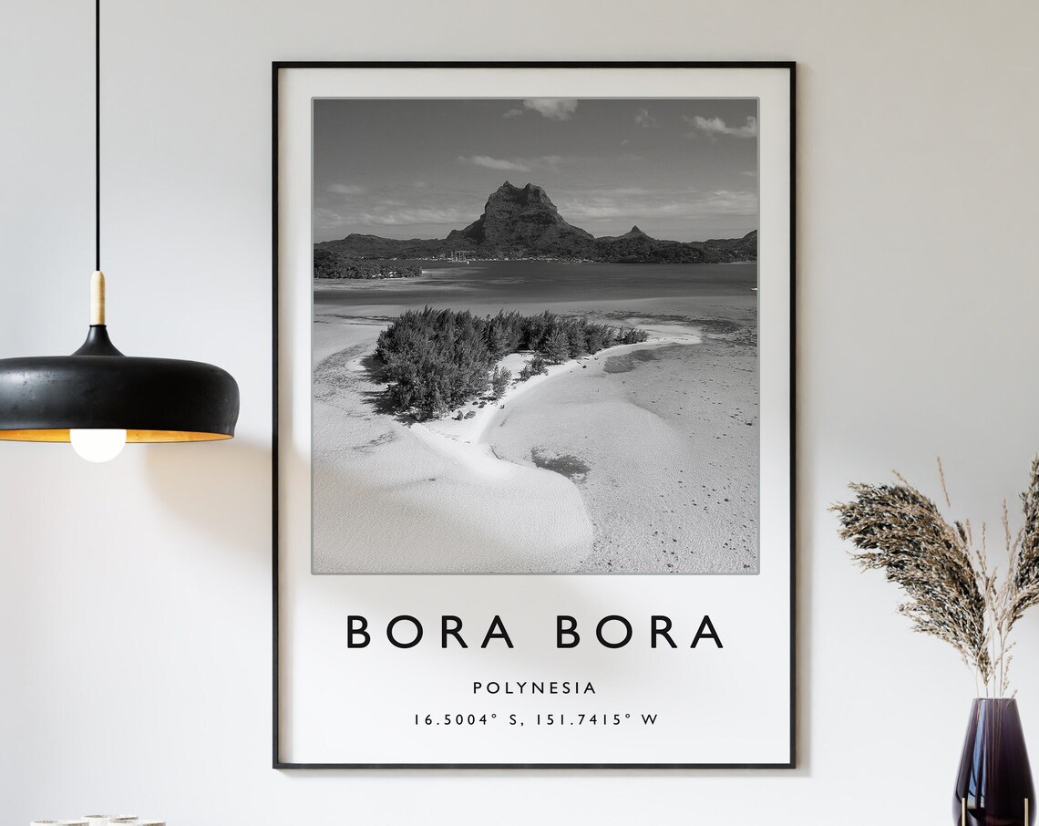 Bora Bora Black And White Travel Poster, Polynesia