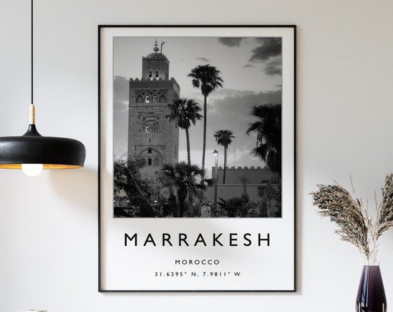 Marrakesh Travel Print Marrakesh Poster Morocco Travel Print Moroccan Print Black And White Travel Poster Travel Art Travel Gift