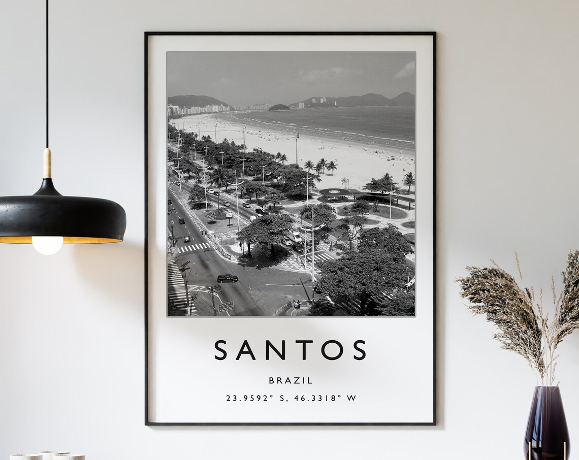Santos Brazil Travel Poster, South America Travel Print