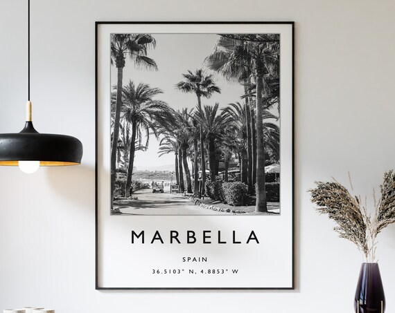 Marbella Black And White Travel Poster