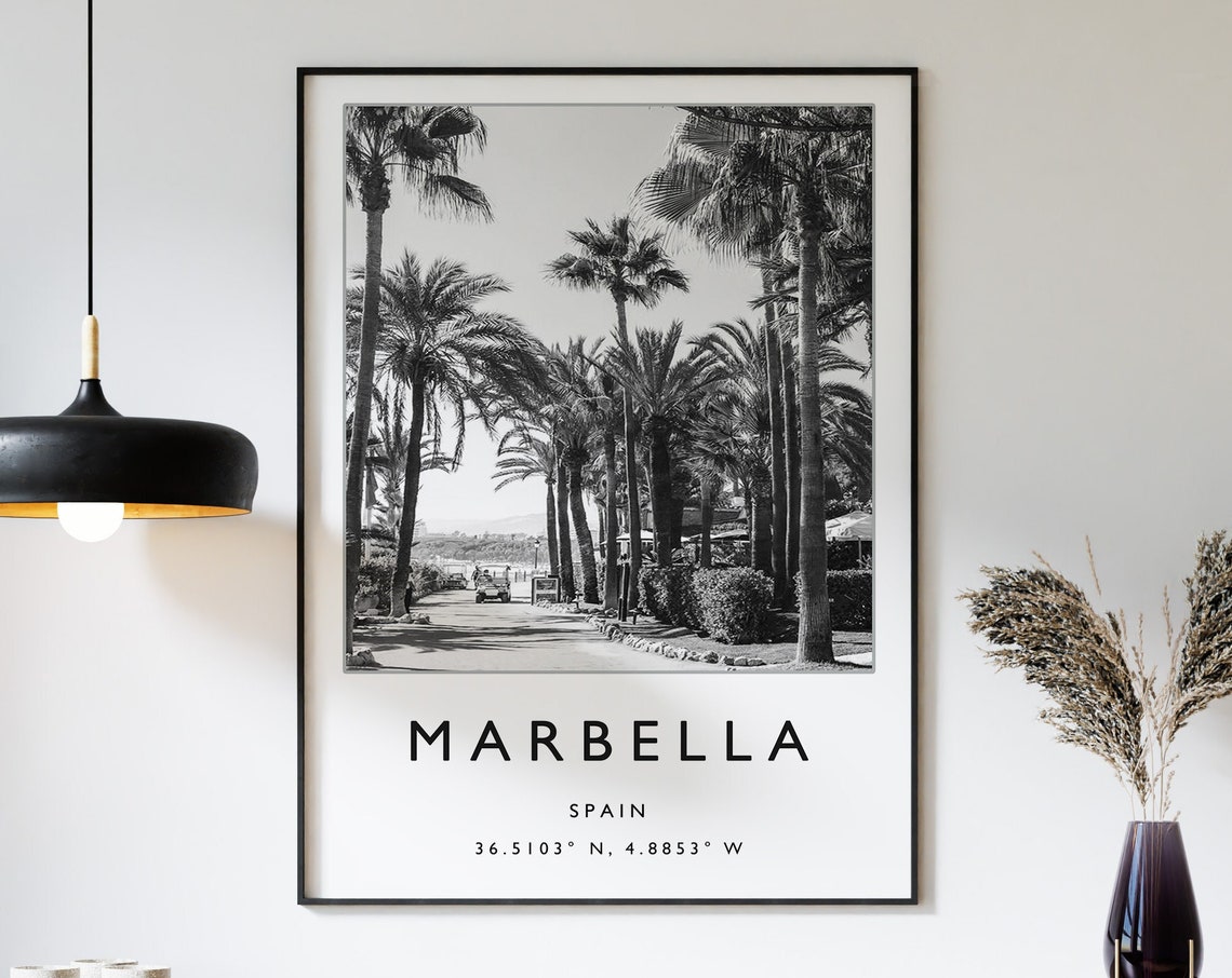Marbella Black And White Travel Poster