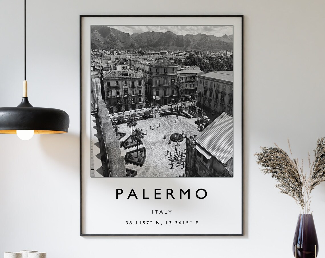 Palermo Italy Black And White Travel Poster