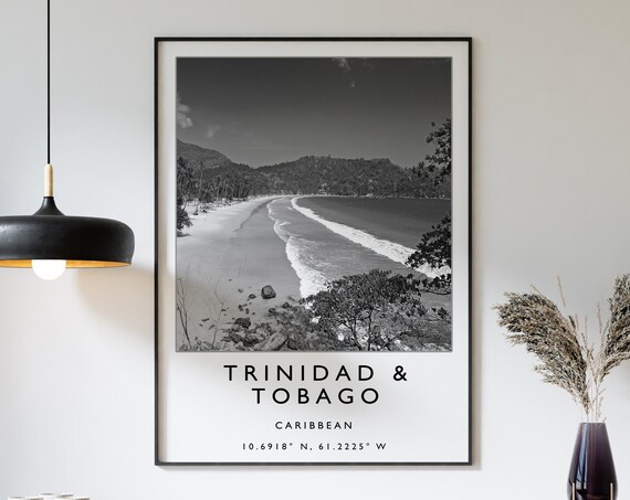 Trinidad And Tobago Travel Poster, Black White Art