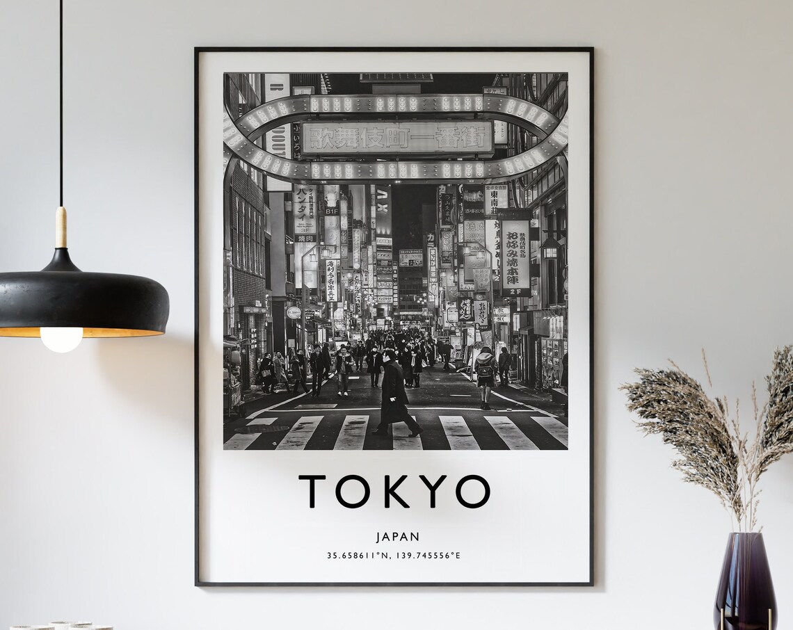 Tokyo Travel Poster, Black And White Photography