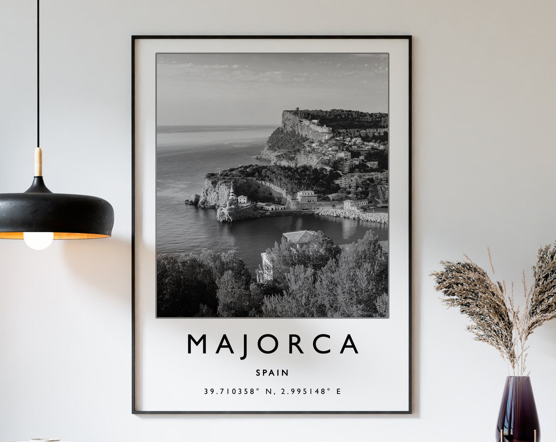 Majorca Spain Black And White Coastal Cliffs Travel Photo Poster