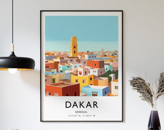 Dakar Poster Senegal Travel Print African Travel Art Travel Poster Colourful Travel Decor Travel Gift A1a2a3a4