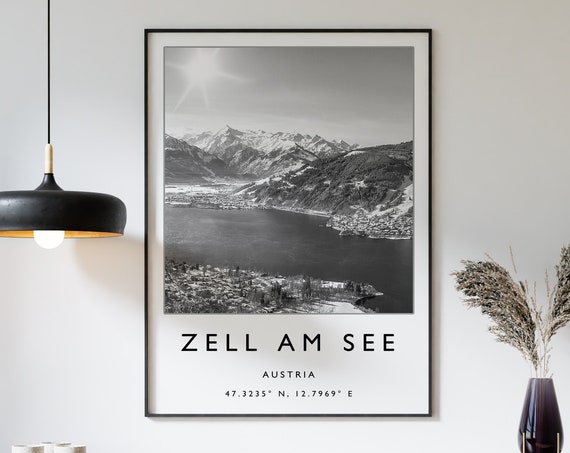 Zell Am See Skiing Travel Poster, Austria Travel