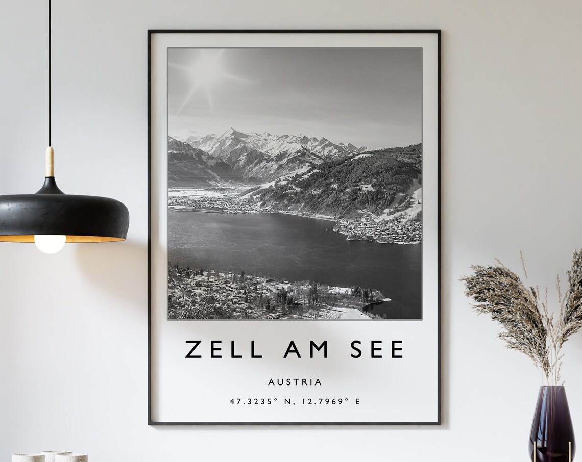 Zell Am See Skiing Travel Poster, Austria Travel