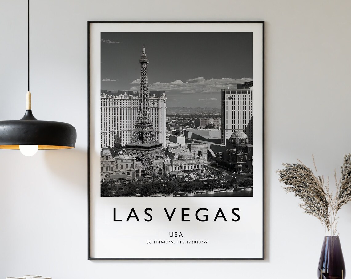 Las Vegas Travel Poster, Black And White Travel Art