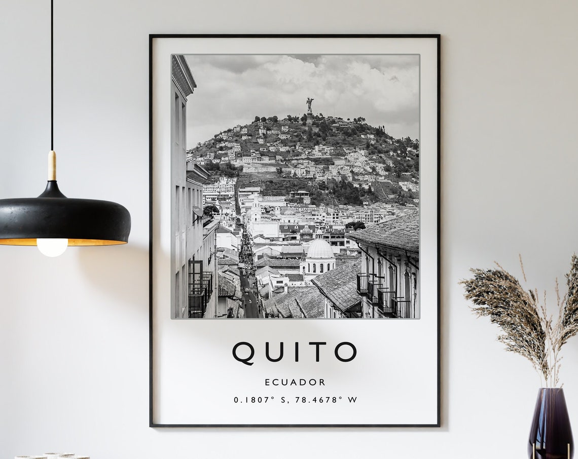 Quito Ecuador Travel Print Quito Travel Poster Ecuador Travel Print South America Travel Poster Travel Gift Black And White Print