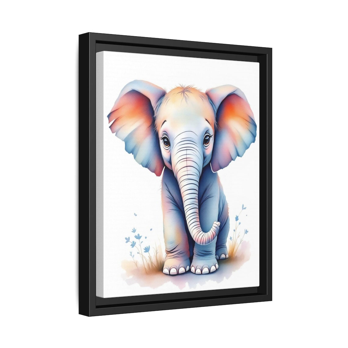 Cute Pastel Baby Elephant Watercolor Sweet Nursery Art Poster - Image 2