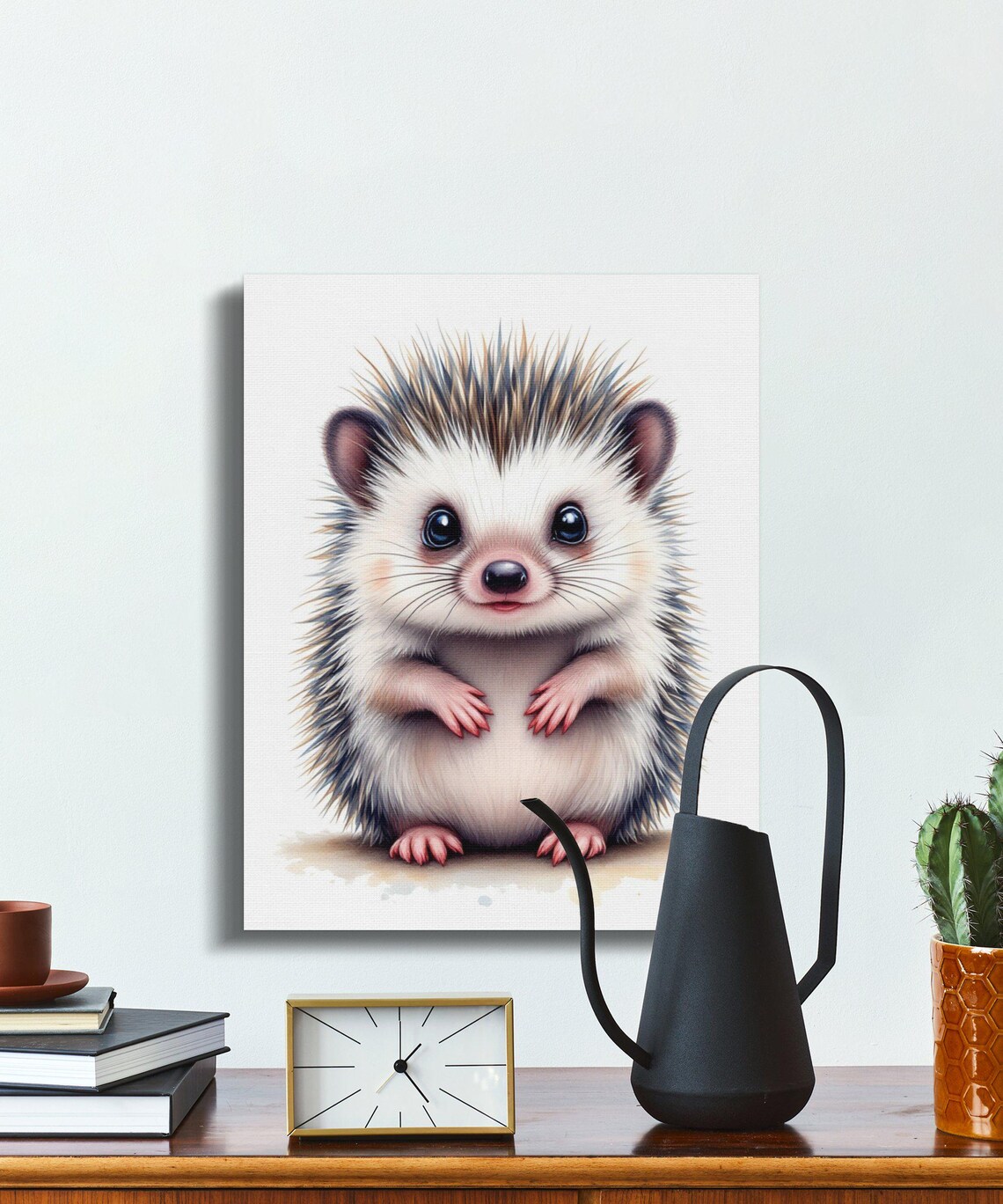Cute Baby Hedgehog Watercolor Portrait Nursery Decor Art Print