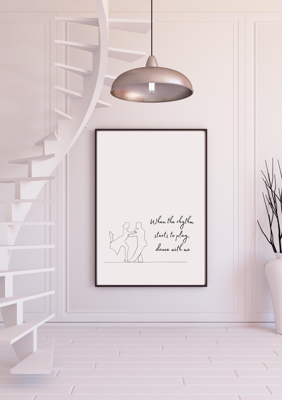 When The Rhythm Starts To Play Dance With Me Couple Line Art Poster - Image 3