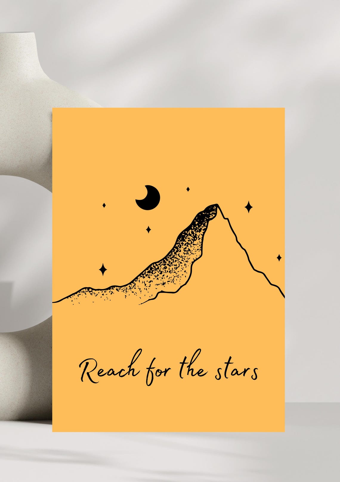 Reach For The Stars Wall Art Motivational Mountain Print Celestial Inspirational Poster Modern Minimalist Decor - Image 2