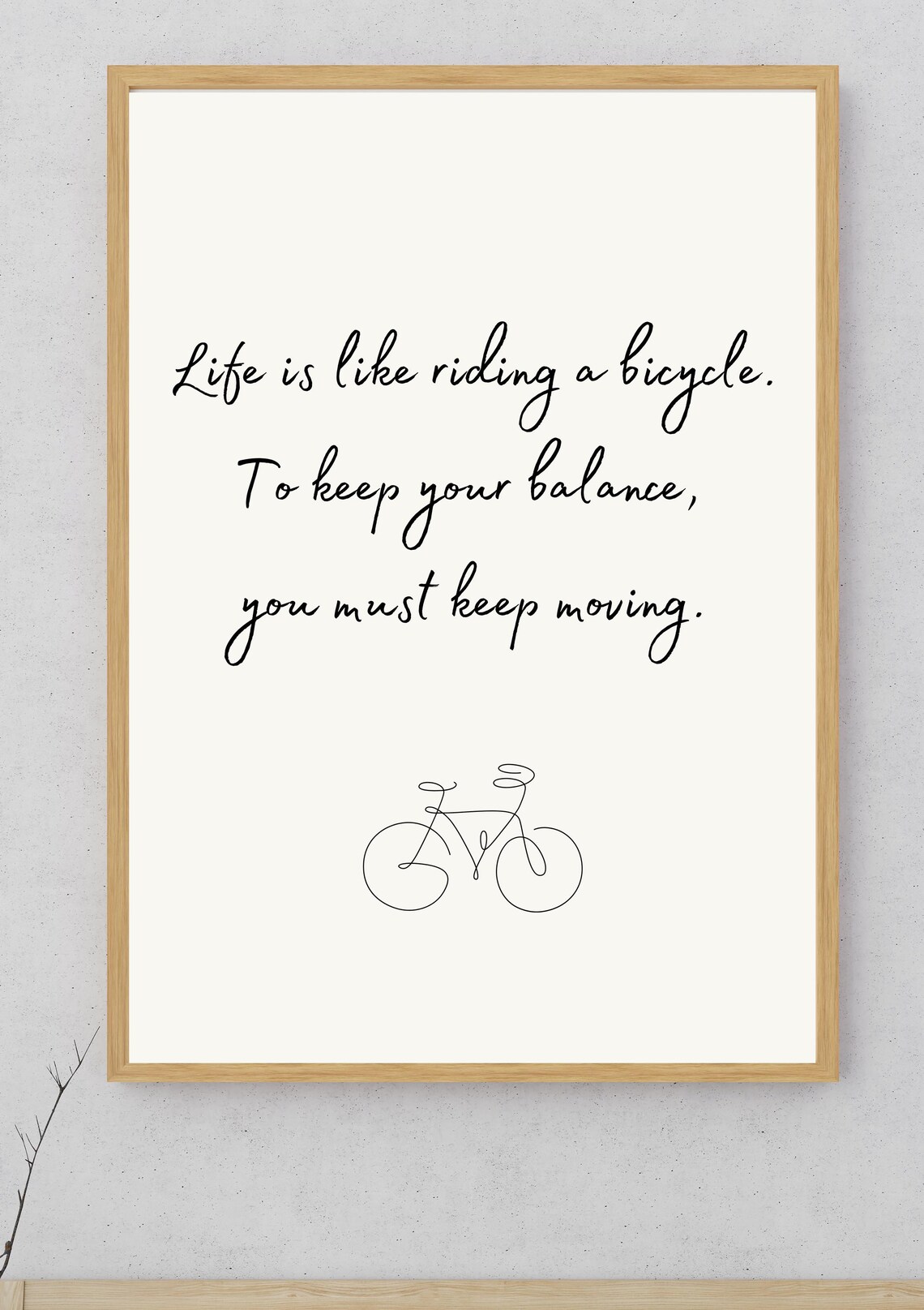 Keep Moving Bicycle Balance Motivational Script Quote Minimalist Poster - Image 3