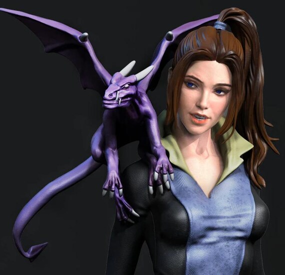Kitty Pryde X-Men 3D Printed Figure With Lockheed Dragon Collector Wall Art
