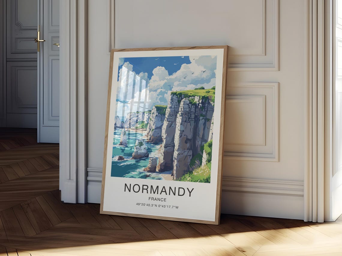Normandy Travel Poster France Travel Poster France Poster Coast Of France Wall Art - Image 3