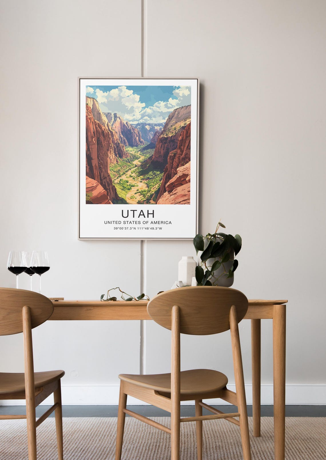 Utah USA Travel Poster Red Rock Canyon Desert Cliffs Illustration Art - Image 2