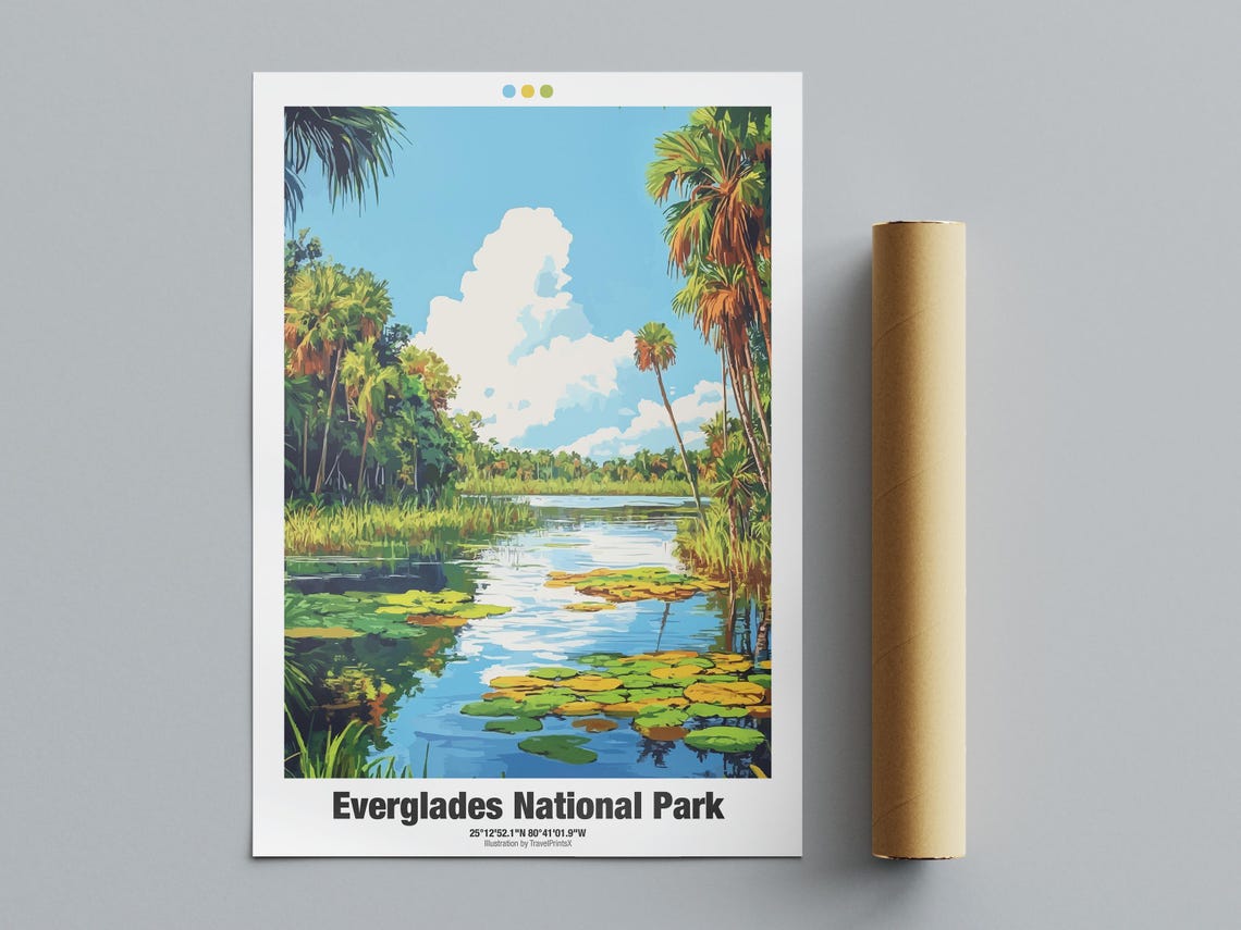 Everglades National Park Poster Florida Wetlands Lily Pads Artwork - Image 4