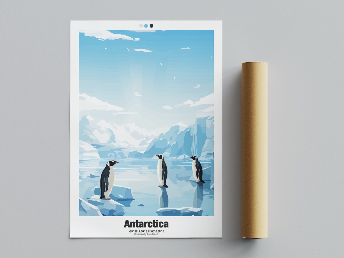 Antarctica Penguins Iceberg Colony Frozen Ocean Travel Poster - Image 4