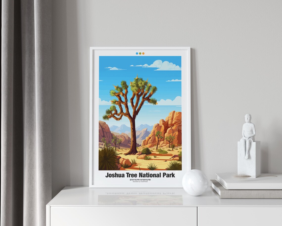 Joshua Tree National Park Desert Tree Boulders Blue Sky Travel Poster - Image 3