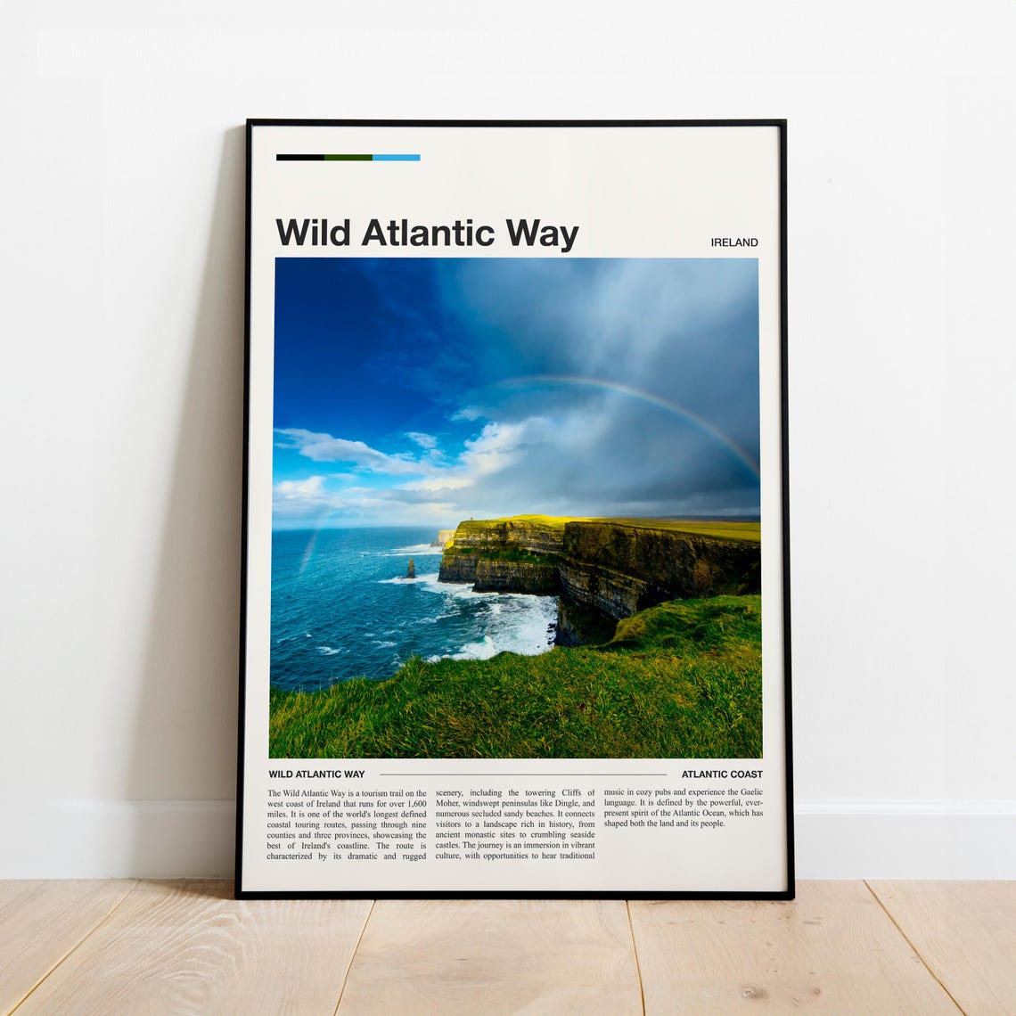 Wild Atlantic Way Ireland Cliffs Rainbow Atlantic Coast Poster