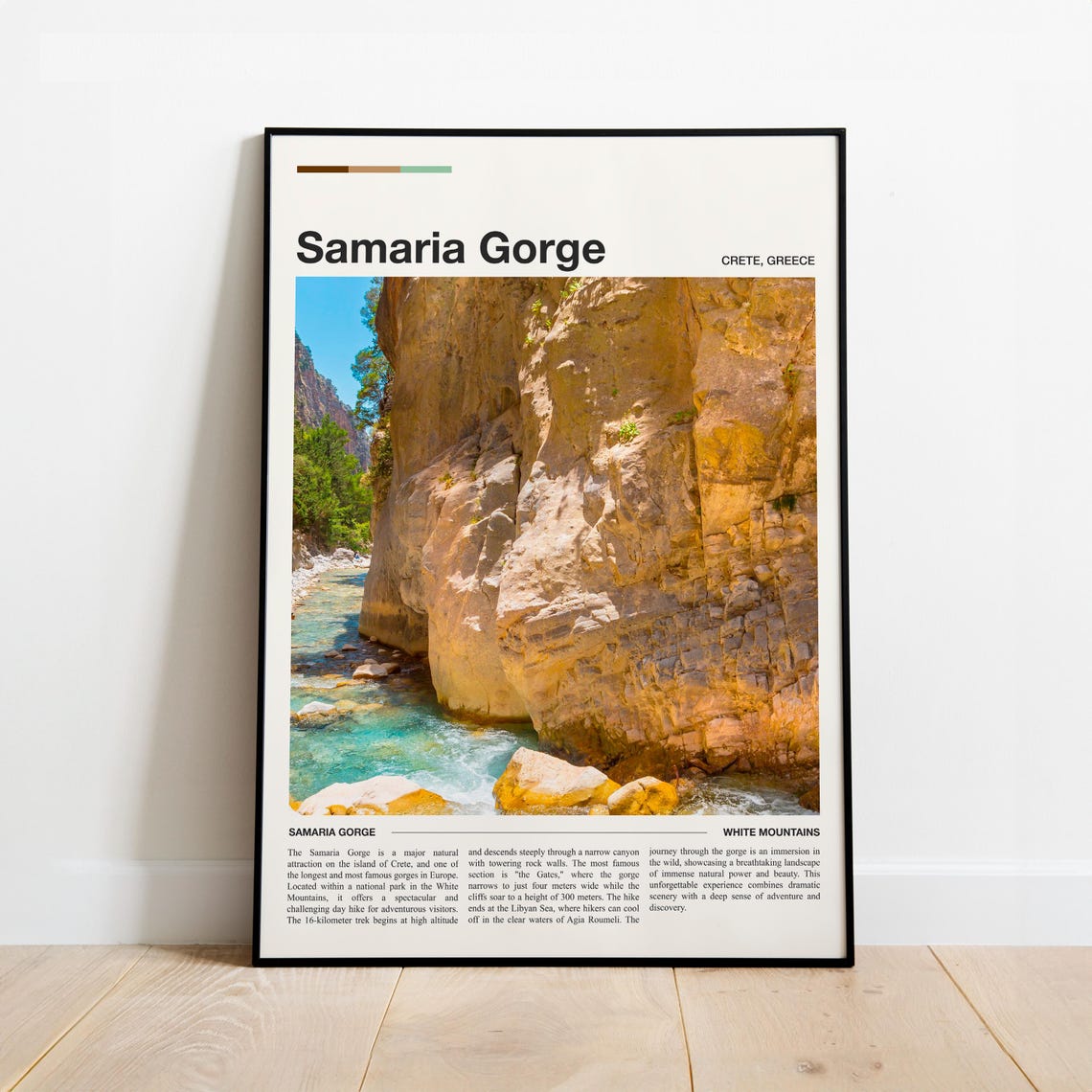 Samaria Gorge Crete Greece Canyon River Hiking Travel Poster