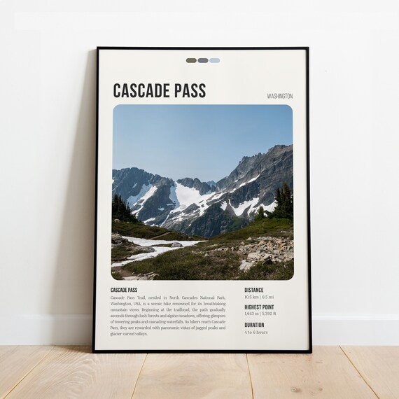Cascade Pass Washington North Cascades Hiking Trail Travel Poster