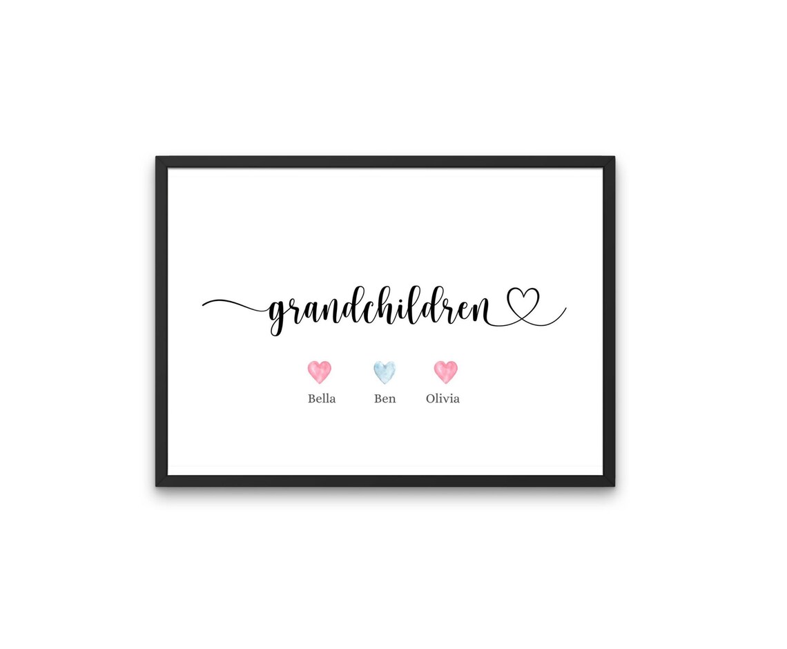 Grandchildren Hearts Names Personalised Grandma Keepsake Poster - Image 2