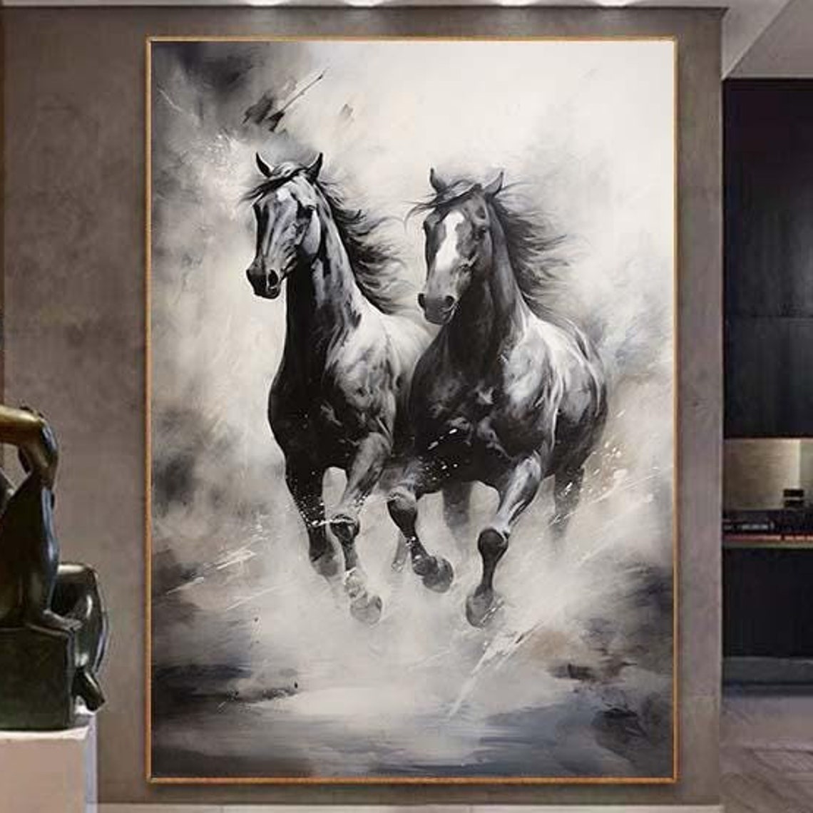 Large Impressionist Horse Oil Painting On Horse Oil Painting Horse Wall Art Horse Abstract Painting Running Horse Painting Home Decor