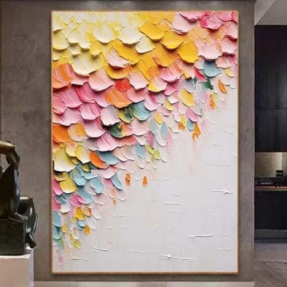 Large Abstract Painting Original Framed Colorful Modern Textured Painting Oversize Modern Handmade Multicolor Patels Painting
