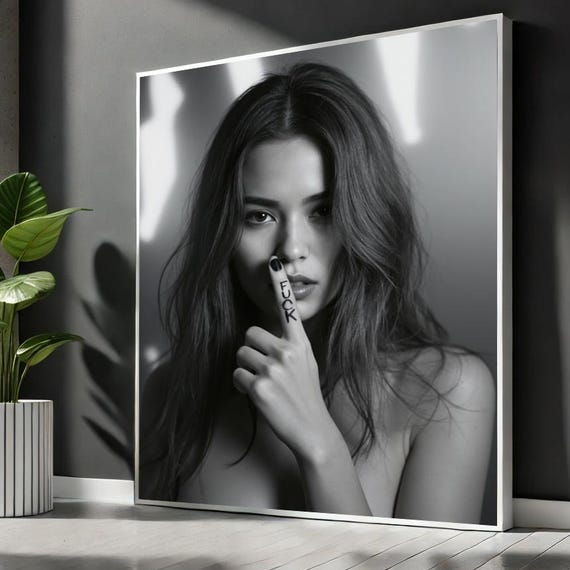 Sexy Art Canvas Fuck Artwork Sensual Photo Poster Erotic Wall Decor Middle Finger Mature For Bold Home
