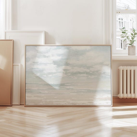 Beachy Ocean Oil Painting, Abstract Seascape Art Print