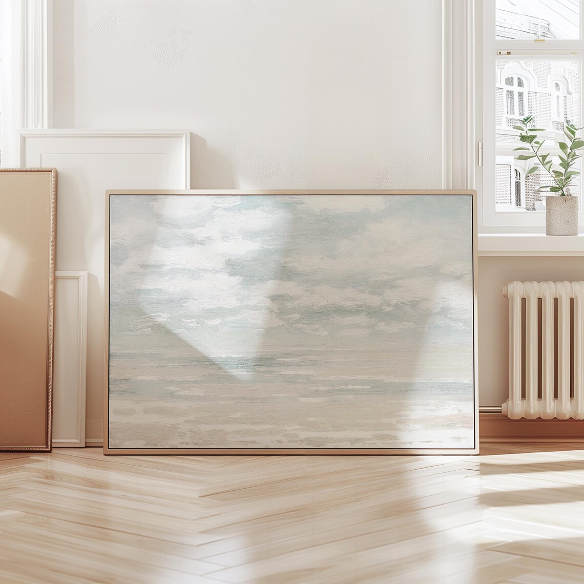 Beachy Ocean Oil Painting, Abstract Seascape Art Print