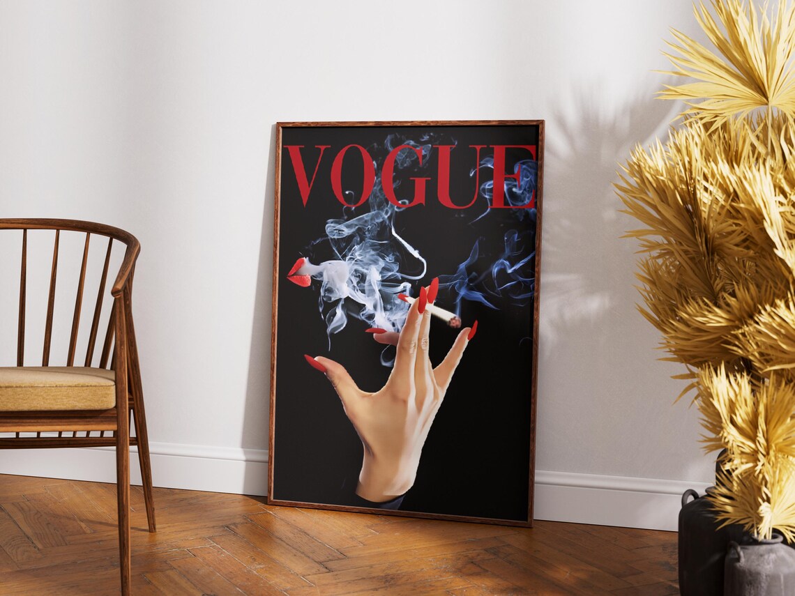 Vogue Cover Style Hand with Cigarette Red Nails Fashion Art Poster - Image 3