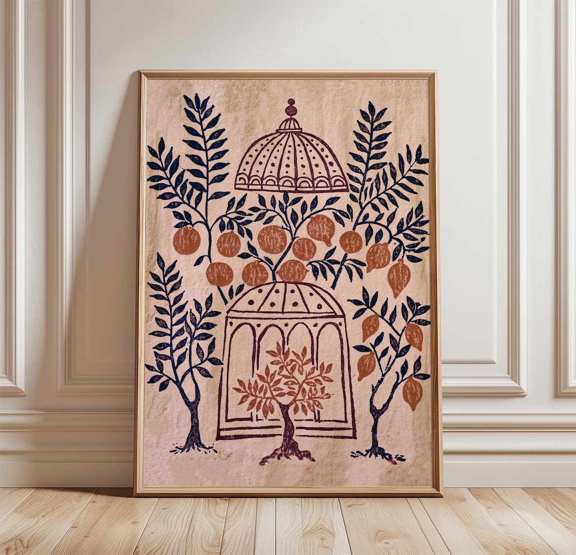 Citrus Garden Mediterranean Botanical Folk Art Print