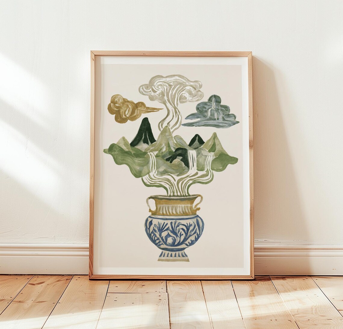 Blue Incense Burner, Green Mountain Poster