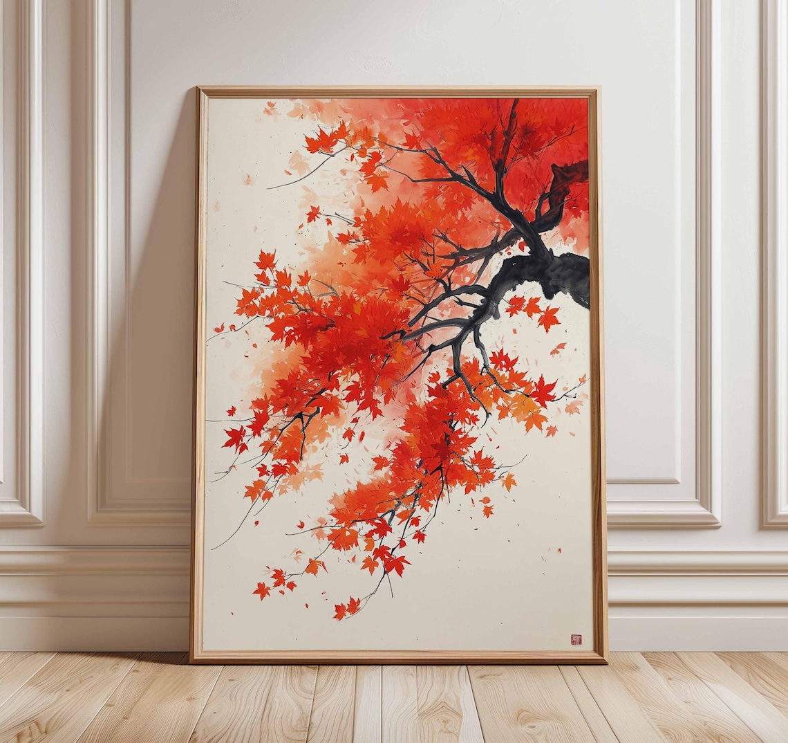 Japanese Maple Poster, Autumn Leaves Art Print