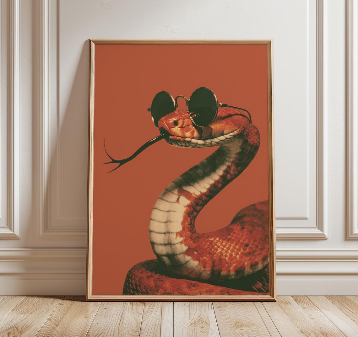 Snake Retro Poster, Sunglasses Print